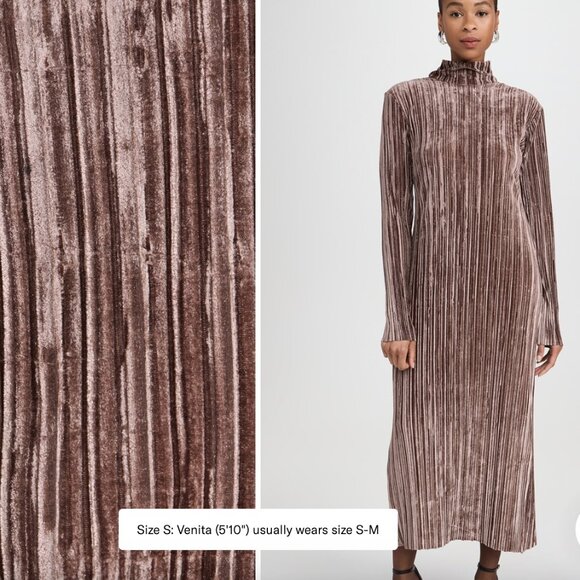 NEW NWT Sabina Musayev Lattice Dress Lattice Dress S Brown Velvet Ribbed Long - Picture 2 of 6